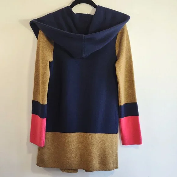 Anthropologie Field Flower Colorblock Wool Sweater Long Cardigan Coat Size Small - Picture 7 of 12